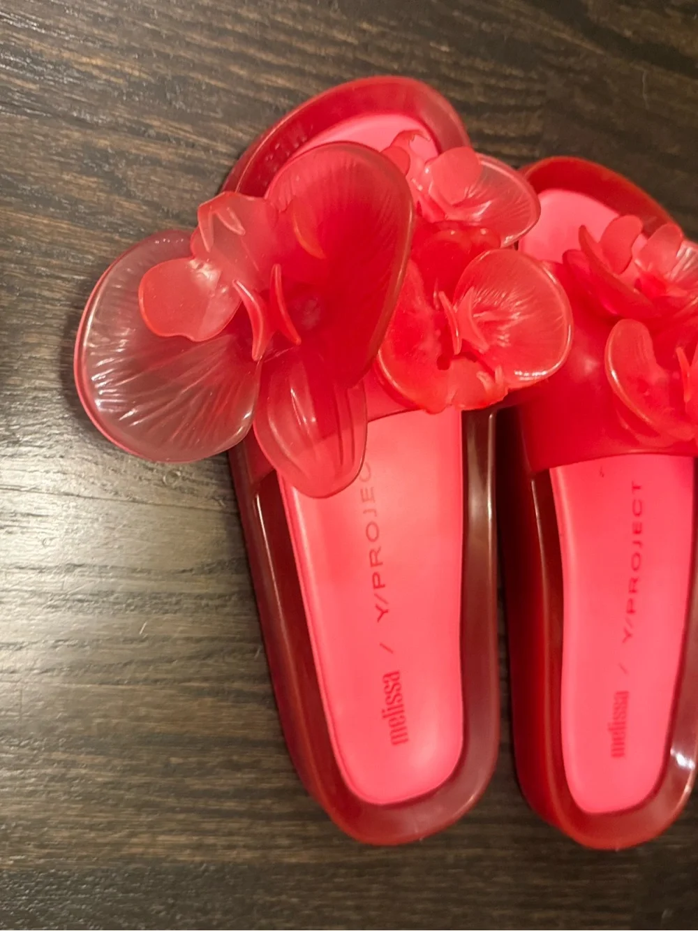 Y/Project x Melissa Floral Jelly Slide sandals in red PVC Size 7